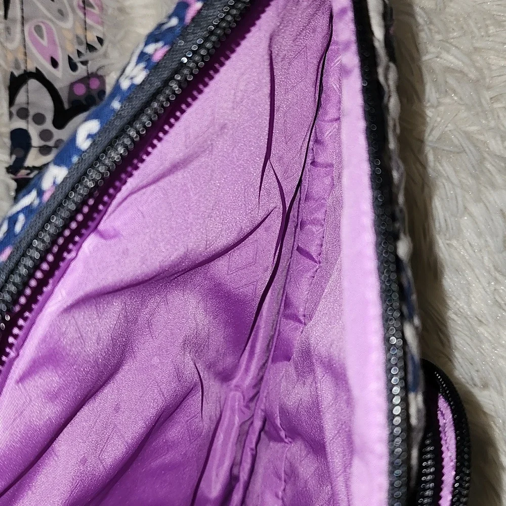 Vera Bradley Floral Patterned Sling Bag - Black and Purple Crossbody Bag